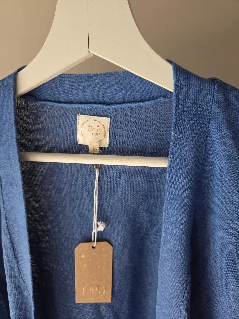 Gilet long 100% lin Des Petits Hauts bleu cobalt • Taille 2 (40-42) • Neuf – photo 4